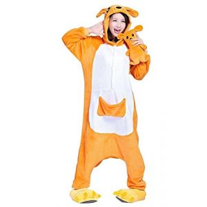 Pyjama Kigurumi une pièce, déguisement animal, pour carnaval, Halloween, Noël, unisexe, en douce flanelle confortable., kangourou., XL (SuperDreamStore SDS, neuf)