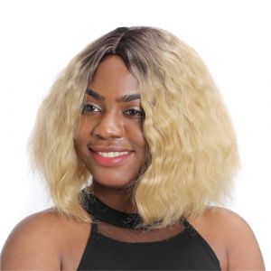 Femme À La Mode Cheveux Courts Centre Séparé Jaune Dégradé Moelleux Perruque Couvre-tête (ximoYYDS, neuf)
