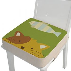 Chickwin Coussin Rehausseur Chaise Enfant, Chaise Haute Bébé Portable Réhausseur Coussin de Siège Ajustable Démontable Confortable Eponge Coussins pour Salle à Manger (chat,40x40x10cm) (chickwing, neuf)