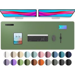 Aothia Tapis de bureau,tapis de souris,buvard de bureau en cuir PU antidérapant,protecteur de bureau pour ordinateur portable pour la maison et le bureau(122mx43cm,Olive verte) (Aothia FR, neuf)