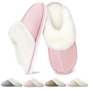 QQSQ Chaussons Femme Homme Hiver Pantoufles Maison Chaud Confort fourr&eacute;s Faux Daim &agrave; Fourrure Doublure Pantoufles Slippers Cuir Peluche Mules Fourrure Antid&eacute;rapantes pour Int&eacute;rieur/Ext&eacute;rieur (ZHAKAYU LTD, neuf)