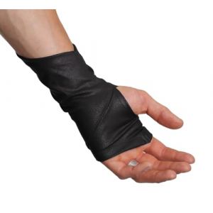 SIC HOODS Gants d'assassin m&eacute;di&eacute;vaux Ren Faire sans doigts en similicuir avec trou pour le pouce Cosplay Larp Prot&egrave;ge-poignets, noir, Small (Stay In Character, neuf)