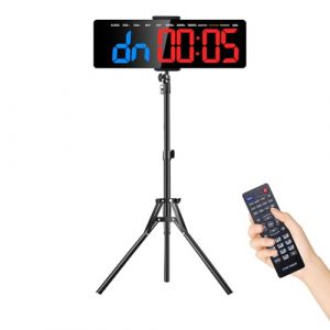 Ousmile Timer Sport, Minuteur Fitness 16" Grand Ecran Time, 12/24 Heures Horloge Murale Numérique LED avec Support, Chronomètre avec Télécommande, Timer pour Workout, Home Gym(Bleu + Rouge) (YiZhi Sports, neuf)