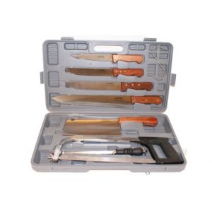 Ensemble d'outils de barbecue Pradel Excellence 7 pi&egrave;ces et couteau en plastique noir et argent, avec &eacute;tui de rangement, adapt&eacute; pour les barbecues en plein air (LA BOUTIQUE DU PILAT, neuf)