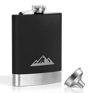 KWANITHINK Flasque a Alcool acier inoxydable pour la fête des pères, flasque de 8 oz pour hommes avec entonnoir, flasque à whisky pour le camping extérieur, l'escalade, la randonnée et le pique-nique (KWANITHINK EU, neuf)