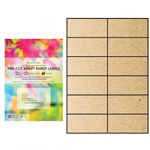 Evergreen Goods Papier kraft mat autoadhésif prédécoupé A4 | Imprimable à jet d'encre et laser | Étiquettes d'impression multi-usages | 5,1 x 15,2 cm, 12 par A4 : 360 étiquettes au total | 30 feuilles (Evergreen Goods Ltd, neuf)