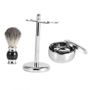 Taidda Kit D'outils de Rasage pour Hommes, Ensemble de Support de Bol de Brosse &agrave; Mousse Riche Durable pour le Rasage Traditionnel des Hommes, Faux Poils de Blaireau en Alliage D'argent 3 Pi&egrave;ces (Nialye, neuf)