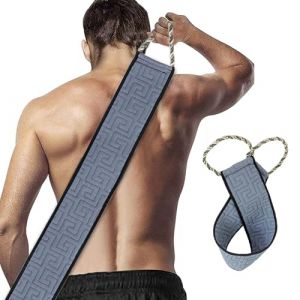 Guyode Gant Exfoliant Corps et Gratte Dos Douche, Gommage Gant de Toilette Exfoliant Double Face avec Poignées, Serviette de Douche Exfoliante,Sangle Lave Dos pour Hommes Femmes (Grau) (Wholeston OÜ, neuf)