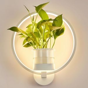J.SUNUN Applique Murale int&eacute;rieure LED Blanc Anneaux Design Lumi&egrave;re Chaude 3000k Pouvant Planter des Fleurs Pot de Fleurs Lampe Murale Convient pour Salon Chambre Salle &agrave; Manger Couloir Cuisine (J.SUNUN Lighting Store, neuf)