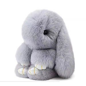 Doux Et Moelleux Lapin Porte - Clés Mignon En Peluche Lapin Porte - Cclés En Peluche Lapin Porte - Clés En Fausse Fourrure Porte - Clés Pompon Porte - Clés Décoration (Gris clair (13 cm)) (JuJumaend, neuf)