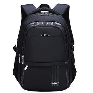 Sac à dos d'écolier enfant/adolescent imperméable - Vintage, sport et loisirs - Sac à dos pour filles et garçons, Noir C1, Taille unique (BSACK, neuf)