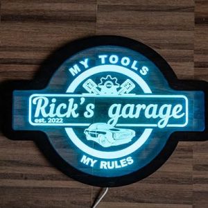 Panneau Lumineux De Garage, Panneau De Garage Personnalisé S’allume, Panneau LED De Garage, Panneau De Garage Personnalisé Pour Hommes, Panneau Acrylique LED Personnalisé, Panneau Acrylique Léger (Rongshun Electronic Commerce Co., Ltd., neuf)