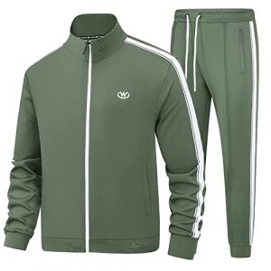 BASICDOT Survêtement pour homme - Survêtement de sport à manches longues - Survêtement de loisirs, Vert militaire., XL (BASICDOT, neuf)