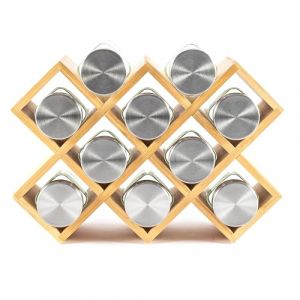 Hansek&uuml;che &Eacute;tag&egrave;re &agrave; &eacute;pices en bois, certifi&eacute;e FSC&reg;, &eacute;tag&egrave;re &agrave; &eacute;pices pour armoire, &eacute;tag&egrave;re &agrave; &eacute;pices pour porte d'armoire, organisateur de cuisine sans per&ccedil;age (marron 10 verres) (SK HANSE Trading, neuf)