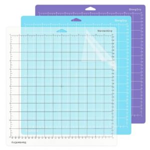 Lot de 3 tapis de découpe en vinyle pour Silhouette Cameo 4/3/2/1 (30,5 x 30,5 cm, poignée standard, poignée lumineuse, poignée solide) carré, quadrillé, autocollant et antidérapant (JAYMER JOE LIMITED, neuf)