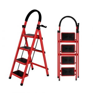 OHMG Escabeau 4 Marches avec Plateforme de Travail, Charge 150 kg Escabeau Pliable, Larges Marche Pied Pliable Antid&eacute;rapantes, Tabouret en Acier Marche Pied Adulte,Charge 180 kg (jusiZL, neuf)