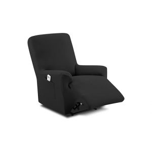 TEXTIL-HOME Housse de Fauteuil Relax 1 Place Extensible TEIDE avec Accoudoirs &ndash; Prot&egrave;ge-Fauteuil Universel &Eacute;lastique, Anti-Taches, Couleur Noir (70-110 cm) (textil-home, neuf)