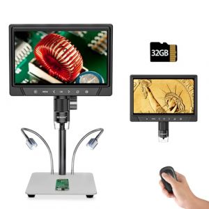 BEBANG 10.1" LCD Microscope numérique 1200x pour adultes, loupe microscopique 3024P pour pièces de monnaie, microscope de soudage 12MP avec vue PC, compatible avec MacOS Windows, carte SD 32GB (Blanc) (EURO Direct, neuf)