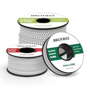 Brotree Cordon Elastique Corde Élastique 1mm x 10m Fil Elastique Couture Sandow Elastique Rond pour Bracelet, Couture, Perle, Collier, Bijoux, Chapeaux, Tente et Sac Dos - Noir&Blanc (Brotree EU, neuf)