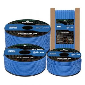Kamu Synber 2mm Paracorde 30M 100% Nylon 1 Brin Parachute Corde Type I pour Bracelet, Survie, Extérieure, Camping | Supporte 250kg | Bleu Foncé (Kamu Synber, neuf)
