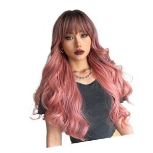 Perruque Avant en Dentelle Rouge, Perruque Rose Perruque Avant en Dentelle Rose avec Cheveux Couleur Rose Perruques de Cosplay Perruque Rose, Perruques Avant en Dentelle Rose (Gulaer, neuf)