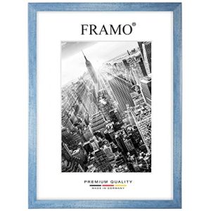 FRAMO Cadre photo en bois 60 x 85 cm sur mesure - Bleu clair essuyé | Couleur/Taille sélectionnable | verre acrylique antireflet | Cadre pour Puzzle | Photos | affiche (Framecenter24_online, neuf)