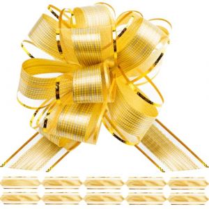 G2PLUS 12 Noeud à Tirer en Ruban Doré: Noeud Cadeau à Tirer Grands Rubans pour Cadeaux de Noël, Mariage, Voiture (BIGGER, neuf)