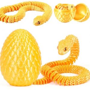 Joycabin Jouet Serpent imprim&eacute; en 3D, &oelig;ufs de Dragon, &oelig;ufs de Serpent, &oelig;ufs de Serpent de P&acirc;ques, Animaux imprim&eacute;s en 3D, Jouets pour Enfants, Cadeaux de Bureau (Or) (XINYI-EU, neuf)
