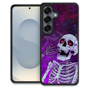 artslion Compatible avec Samsung Galaxy S25 Etui Noir Rond Anti-D&eacute;rapant Anti-Choc pour t&eacute;l&eacute;phone Portable -T&ecirc;te de Mort Violette Motifs (HONGLINGJING, neuf)