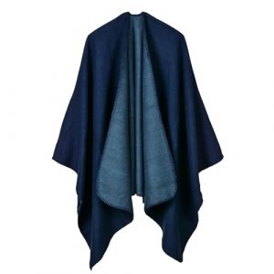 SJTJSPX Poncho Ch&acirc;le Femme Cape &Eacute;charpe El&eacute;gant Poncho Mexicain Cachemire Manteux Hiver Automne Chaud Ouvert &agrave; Carr&eacute; Foulard &Eacute;paissie Douce Couverture Tricot Ch&acirc;le Wraps R&eacute;versible Cardigan (QIQIXINXINZI, neuf)