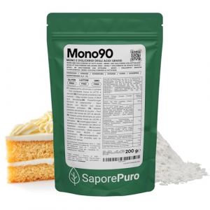 Saporepuro MONO90 &ndash; Mono et Diglyc&eacute;rides distill&eacute;s 200 g &ndash; &Eacute;mulsifiant alimentaire d&rsquo;origine v&eacute;g&eacute;tale pour produits de boulangerie, p&acirc;tes et produits &agrave; base de pommes de terre (Gioia Group S.r.l., neuf)