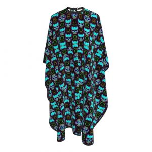 Cape De Coiffure Chat Gothique Psych&eacute;d&eacute;lique D'Halloween Cr&acirc;ne Noir Cape De Salon De Coiffure Anti-Taches Lavable Tablier De Barbier, Pour Adultes, Femme, Le Dyeing, 140x168cm (MoTaiFenShop, neuf)