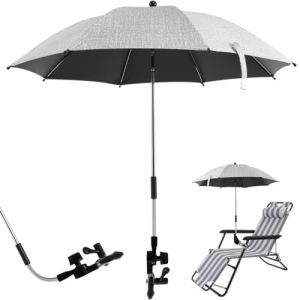 Keyohome Ombrelle Poussette Universelle Anti UV 50+,Parasol Poussette Bébé,Parapluie Poussette Pince Réglable et Bras Réglable,Ombrelle Poussette Bébé Confort Extérieur (Gris,85cm) 1.0 unité (RUYUKYJ, neuf)