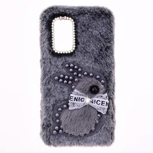 Fluffy Fur Plush Coque pour Motorola Moto E32s Coque Bumper Case en Silicone avec Diamond Lapin Mignon Peluche Artificielle Fourrure Rabbit Etui de T&eacute;l&eacute;phone TPU pour Moto E32,Moto E32s,Lapin gris (ShinyCase, neuf)