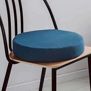 Hruile Coussin de chaise rond pour chaises de salle à manger, cuisine, jardin, housse amovible pour intérieur et extérieur, salon, terrasse, bureau, magasin - 40 x 40 x 5 cm - Bleu (Hruile, neuf)