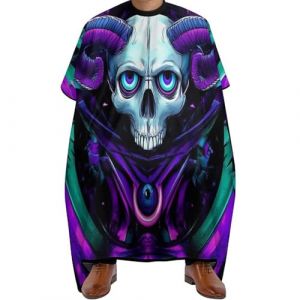 Cape de Coupe de Cheveux Crâne trippant Lune Bétail Gothique Art Gothique Violet, Imperméable Tablier de Coiffure Professionnelle Cape de Cheveux pour Hommes Coiffeurs 140X168cm (guangzhouchengzemaoyizhongxingerenduzi, neuf)