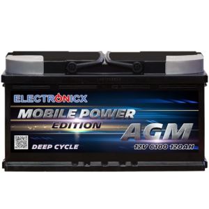 Batterie AGM Electronicx 12V 120Ah &ndash; Batterie &agrave; d&eacute;charge lente pour camping-car, bateau, solaire, off-grid &ndash; sans entretien &ndash; compacte 353x175x190mm &ndash; source d&rsquo;&eacute;nergie mobile et fiable (Electronicx, neuf)