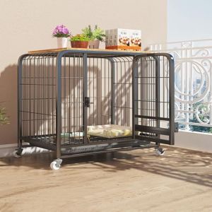 Cage pour chien - Cage pour chien - Cage pour chien - Avec roulettes - Facile à installer - Pour chiots, chiens de petite et moyenne taille - Acier épais (ZXWBD, neuf)
