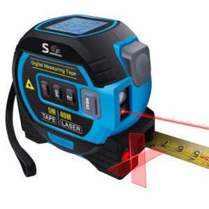 Fitdays Mètre Laser 3-en-1 avec Ligne Croisée | 40m Laser + 5m Ruban AutoBloc | Grand Écran LCD (m/ft/in) & Calculs Surface/Volume | Bricolage, BTP, Professionnels(HS-3in1-Bleu) (HAIZHIHUI, neuf)
