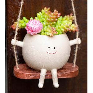 Diyxisk Pot Suspendu Plante,Interieur Suspension Plante Succulent R&eacute;sine Pot de Fleurs &agrave; Visage Souriant Pot de Fleurs Fantaisie &agrave; Faire Soi M&ecirc;me pour Plantes,D&eacute;coration Int&eacute;rieure et Ext&eacute;rieure (YAOYAOI, neuf)
