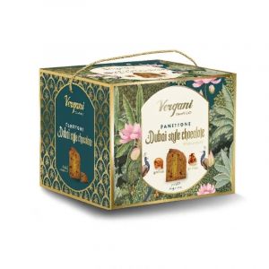 Panettone artisanal Vergani style Dubaï, au chocolat, à la pistache et à la pâte de kadaifi, gâteau de Noël, élégant coffret cadeau, 800 g, avec 200 g de crème de pistache, conditionné à Milan (Vms Store, neuf)