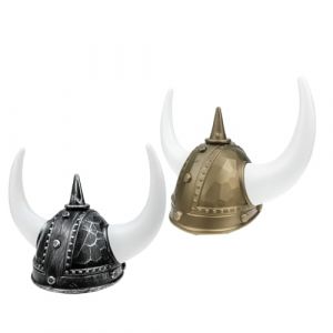 JOINPAYA Lot de 2 Casques Vikings à Cornes de Taureau en Plastique Rigide Couleurs Or et Argenté Taille Adulte Chapeaux Médiévaux pour Carnaval Halloween et Fêtes à Thème Viking (YUYOOT, neuf)