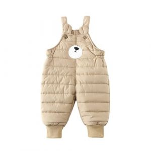 Generisch Salopette de ski et de neige pour enfant - Sans manches - Fermeture &eacute;clair - Combinaison d'hiver chaude en duvet - Pantalon pour enfant gar&ccedil;on, kaki, 3-4 ans (⭐⭐⭐⭐⭐Five Amz⭐⭐⭐⭐⭐, neuf)
