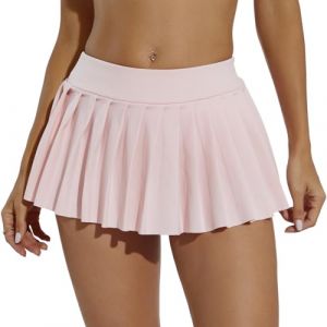Eisnnu Femmes Mini Jupes Couleur Unie Sexy Jupe Plissée Super Courte,Noire,Longueur de la Jupe 25CM,pour Cosplay,Club,fête (Eisnnu, neuf)