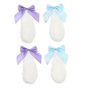 Ipetboom 2 Paires Pinces à Cheveux Peluche Oreilles de Lapin Décoratives Accessoires Mignons pour Femmes et Filles Bleu et Nœud Élégant Doux pour Cosplay et Fêtes (KinRoZ, neuf)