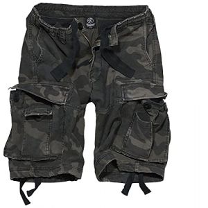 Brandit Bermuda Vintage Homme Short Camouflage Sombre L 100% Coton Loose Fit (kustom-kult, neuf)