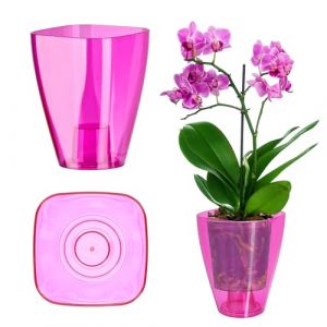 KADAX Pot de fleurs, mince et simple pour orchidée, marguerite, pour cuisine et salon (diamètre 12 cm, rectangulaire, rose) (KADAX, neuf)