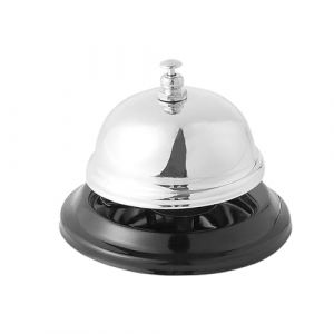 1 cloche de table argentée, accessoire de comptoir de bar, petite cloche en acier inoxydable, convient pour restaurant, comptoir d'hôtel, école de cuisine, sonnette d'hôtel (8,5 x 7 cm) (RYAN OWENS, neuf)
