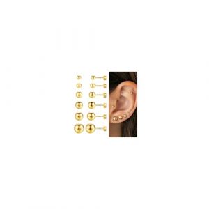 TINGN Lot de 6 paires de boucles d'oreilles en argent 925 pour homme et femme - Petites boucles d'oreilles &agrave; dos plat - CZ/perle/vis &agrave; boule ronde - Dos plat, Argent (TINGN JEWELRY, neuf)