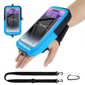 Brassard Sport 4-en-1 Porte Smartphone pour Bras Pochette de Ceinture avec Mousqueton pour iPhone 16/15/14 Pro Max Samsung Galaxy 6.8 Pouces Id&eacute;al pour Jogging Course &agrave; Pied Randonn&eacute;e (Bleu) (Atenyue, neuf)